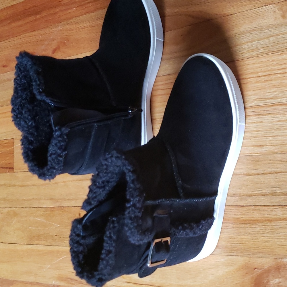 NINE West Women's Titus 2 Woman's blackWedge ankle boots white sole New in Box